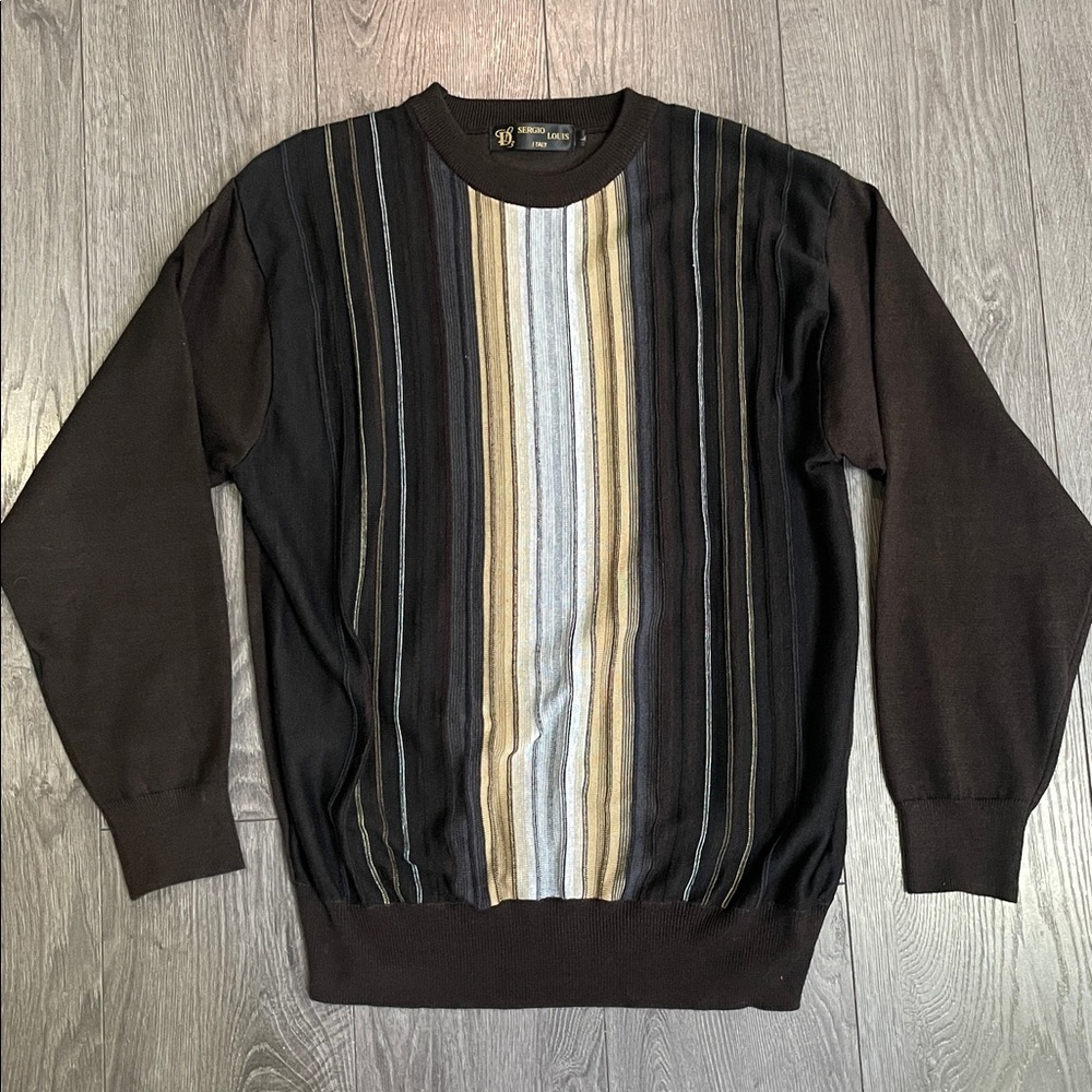 Sergio Louis Italy Striped Brown wool blend Sweater